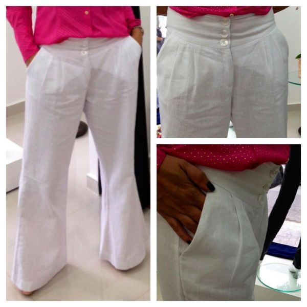 calça pantalona branca feminina
